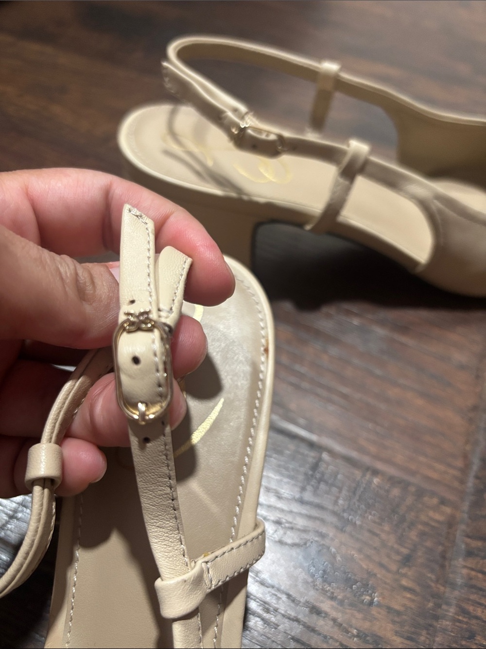Sam Edelman Beige and Black Slingback Block Heels - Picture 6 of 7